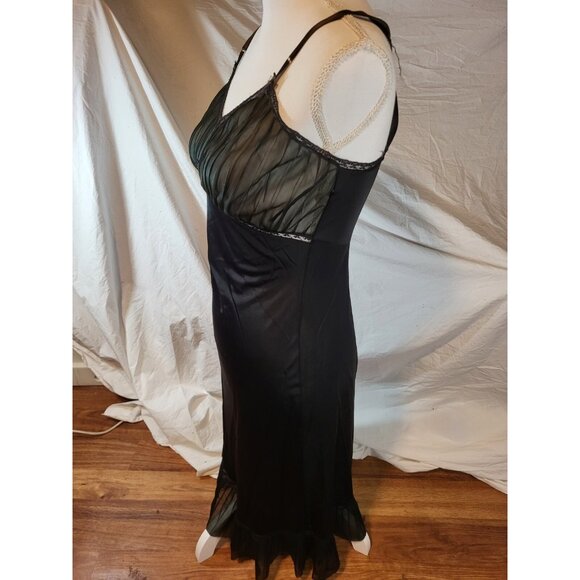 VINTAGE ROGERS RUN-PROOF - WOMENS 32 - Black GODDESS NIGHT GOWN Lace - Picture 4 of 7